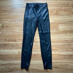 ZARA M Black Faux Vegan Leather Edgy Moto Bikercore Zip Ankle Pants Urban City
